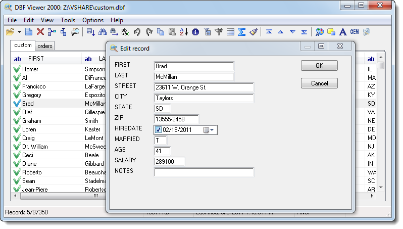 DBF File Viewer and Editor