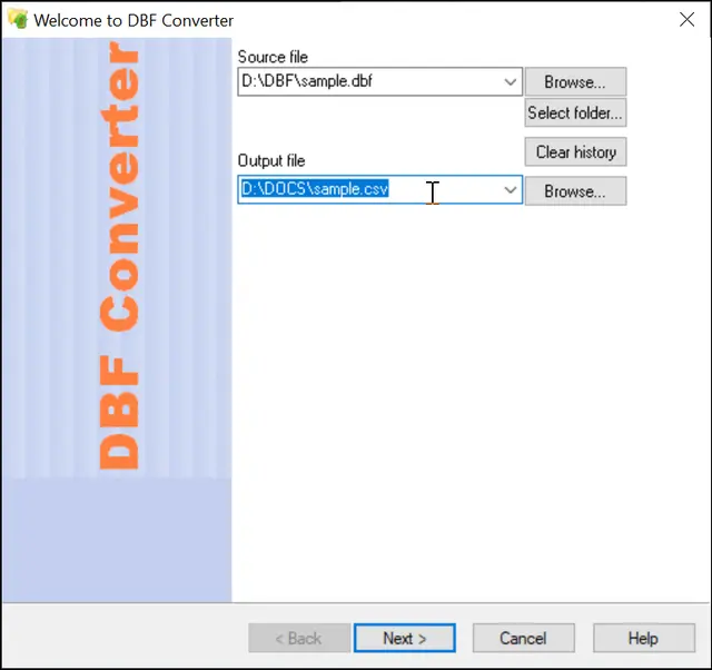 dbf to csv conversion