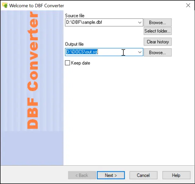 DBF Converter Step 2