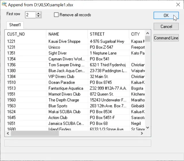 Excel to DBF importing